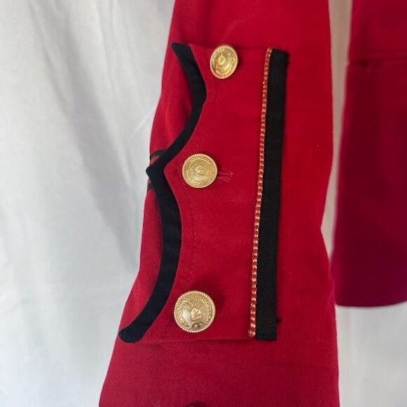 Mondo Men's Red Military Style Jackson Jacket With Gold Buttons Size Medium - Picture 6 of 12